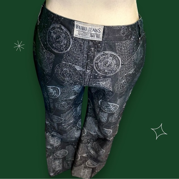 Fubu Jeans Vintage Y2K Denim Blue Astrology Patterned Long Coat and Pants Set M - Picture 14 of 16